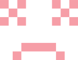 a pixelated frowny face